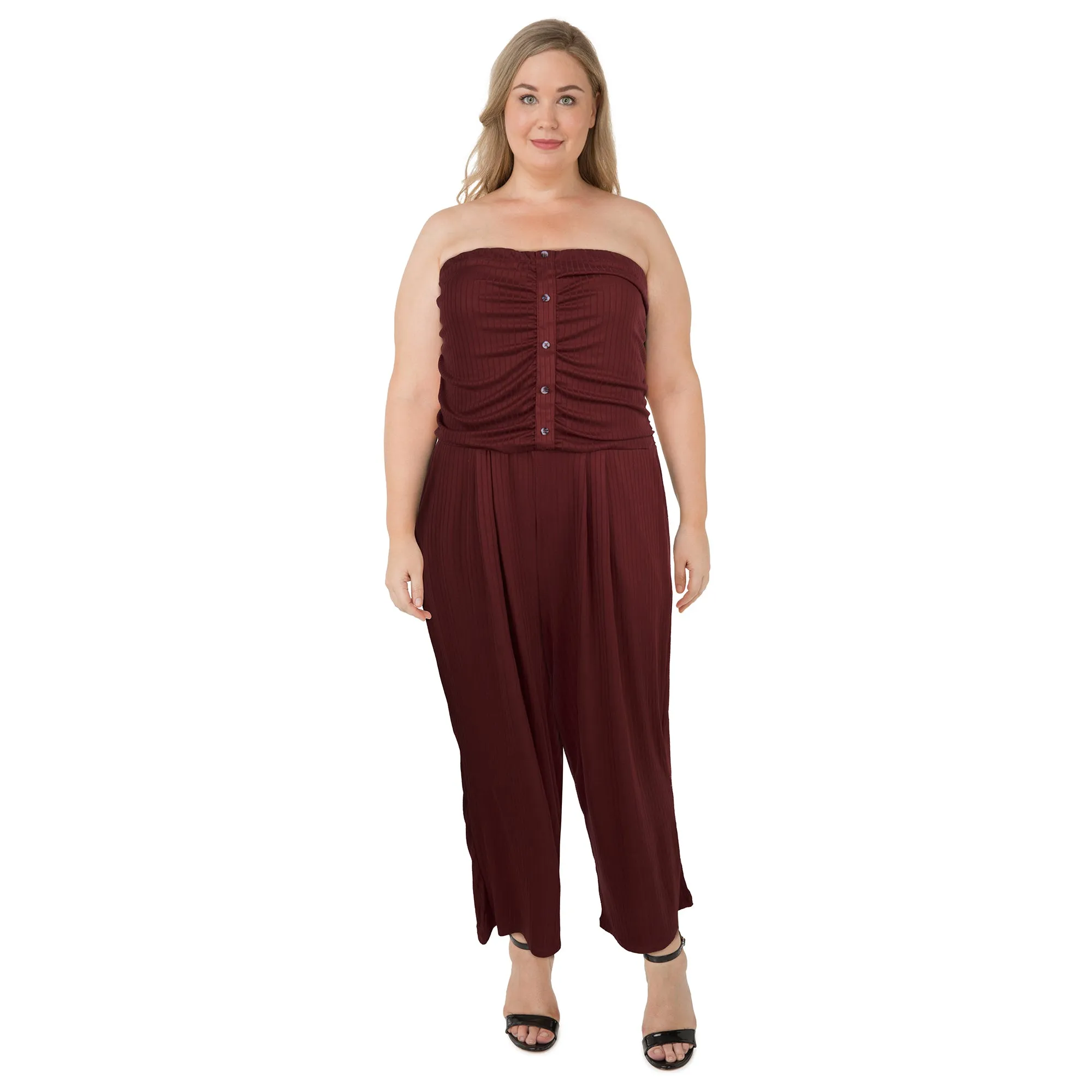 lily morgan Women's Plus Exotic Solid Knit Jumpsuit sold by Giant Tiger product image thumbnail 3
