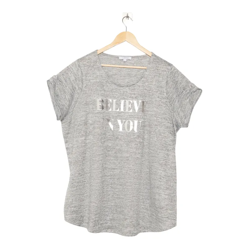 mySTYLE Women's Plus Screen Printed Snit Top sold by Giant Tiger