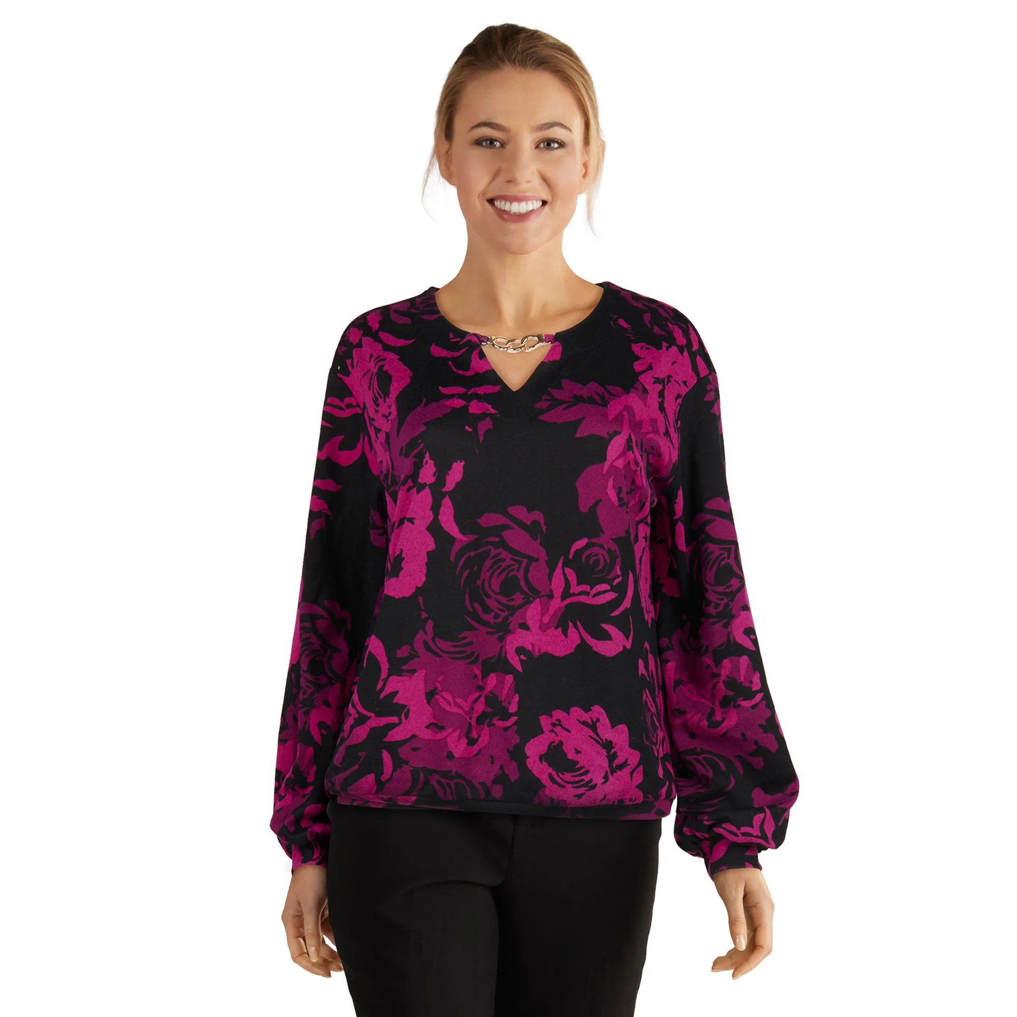 lily morgan Women's Long Sleeve Top with Chain Detail sold by Giant Tiger