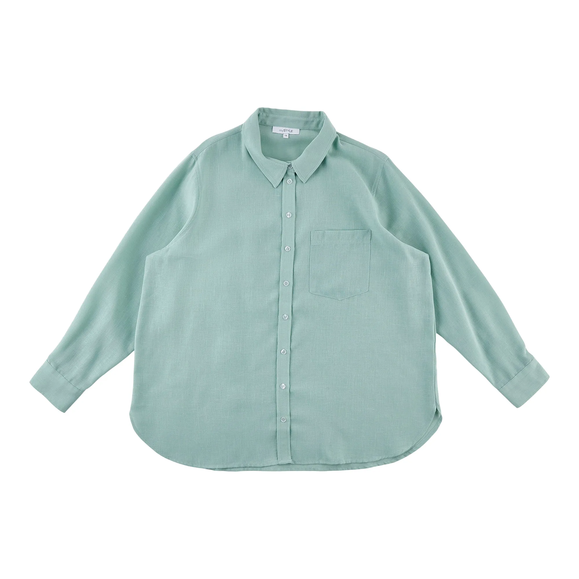 mySTYLE Women's Plus Solid Linen Shirt sold by Giant Tiger product image thumbnail 2