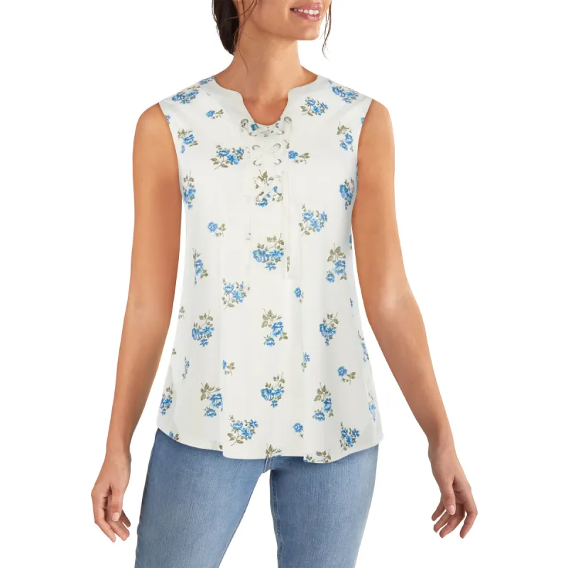 lily morgan Women's Printed Sleeveless Lace-Up Top sold by Giant Tiger