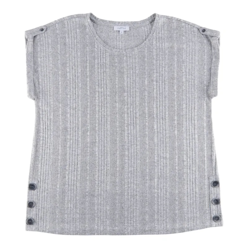 mySTYLE Women's Plus Street Smart Side Button Top sold by Giant Tiger