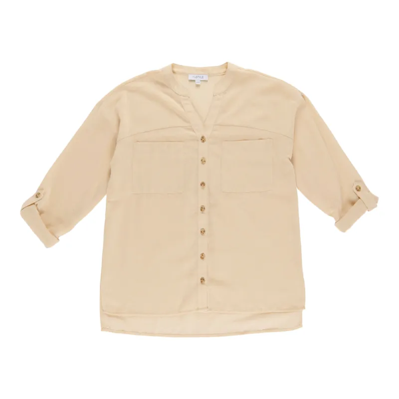 mySTYLE Women's Solid Linen Shirt sold by Giant Tiger
