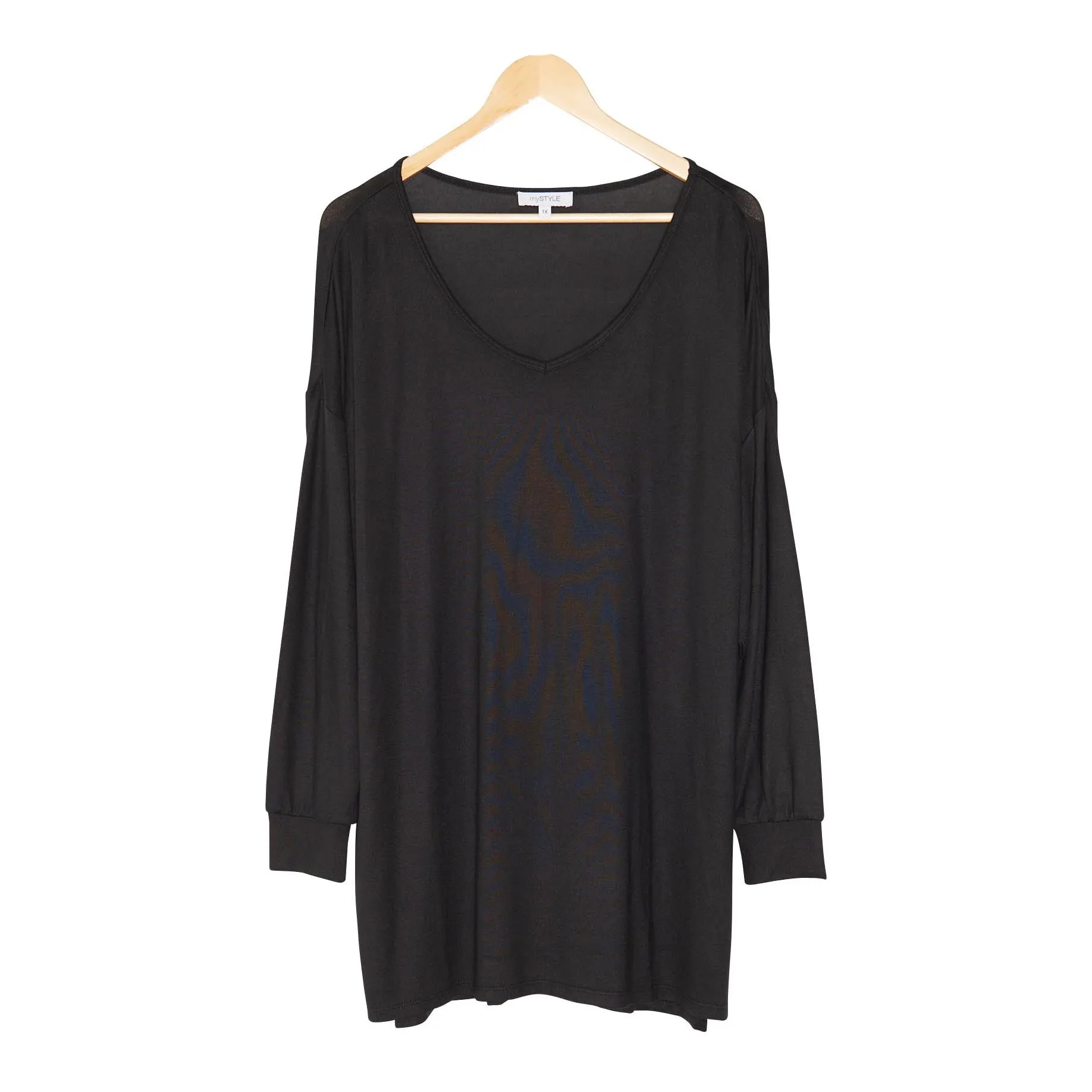 mySTYLE Women's Plus V-Neck Long Sleeve Knit T-Shirt sold by Giant Tiger