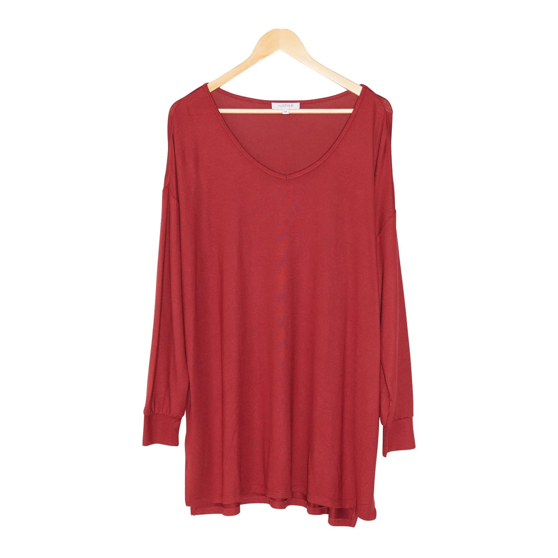 mySTYLE Women's Plus V-Neck Long Sleeve Knit T-Shirt sold by Giant Tiger product image thumbnail 2