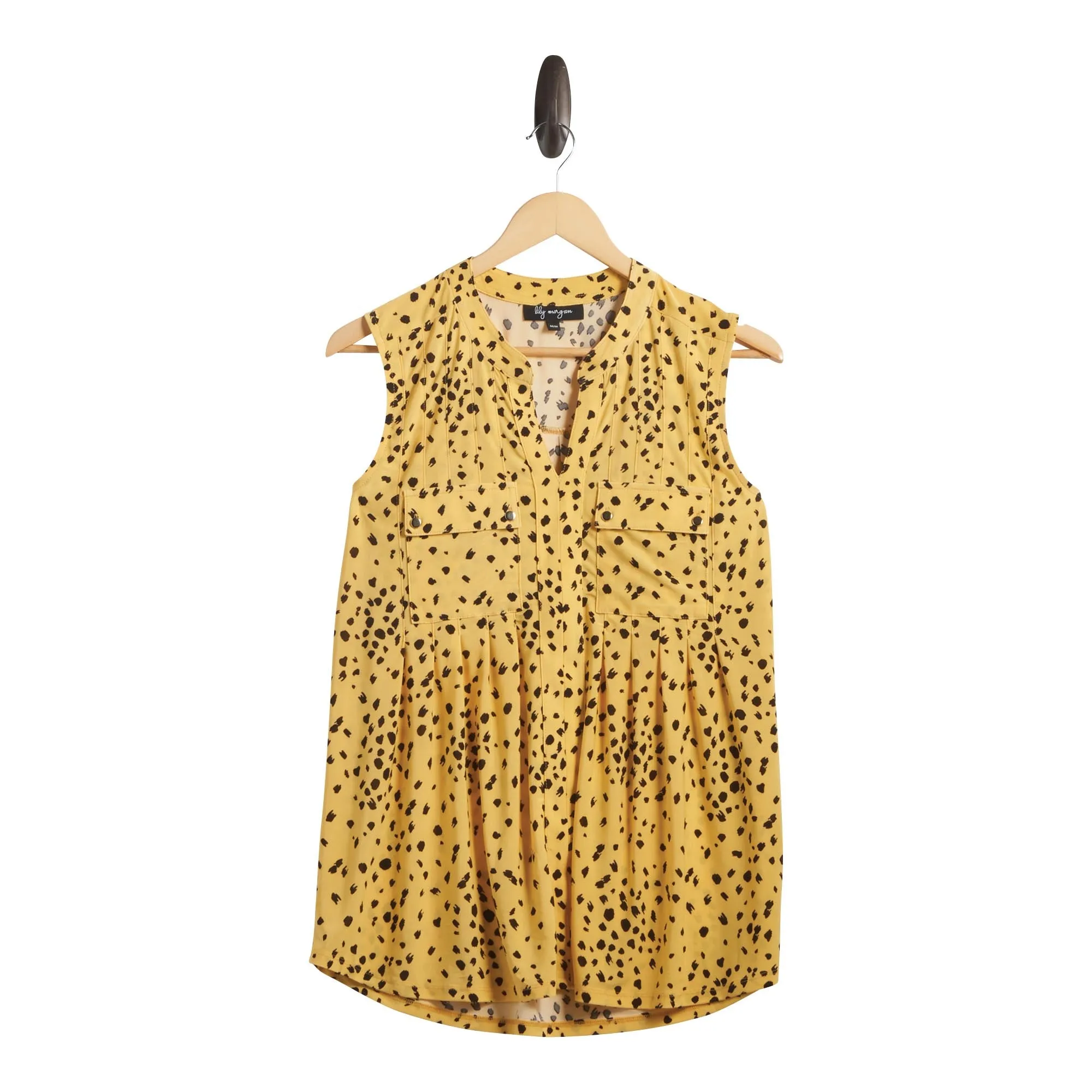 lily morgan Women's Sleeveless Printed Pintuck Top with Dual Chest Pockets sold by Giant Tiger product image thumbnail 4