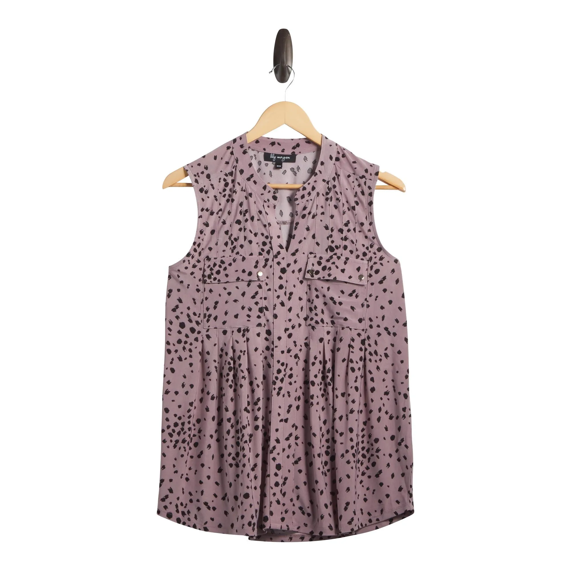 lily morgan Women's Sleeveless Printed Pintuck Top with Dual Chest Pockets sold by Giant Tiger product image thumbnail 3