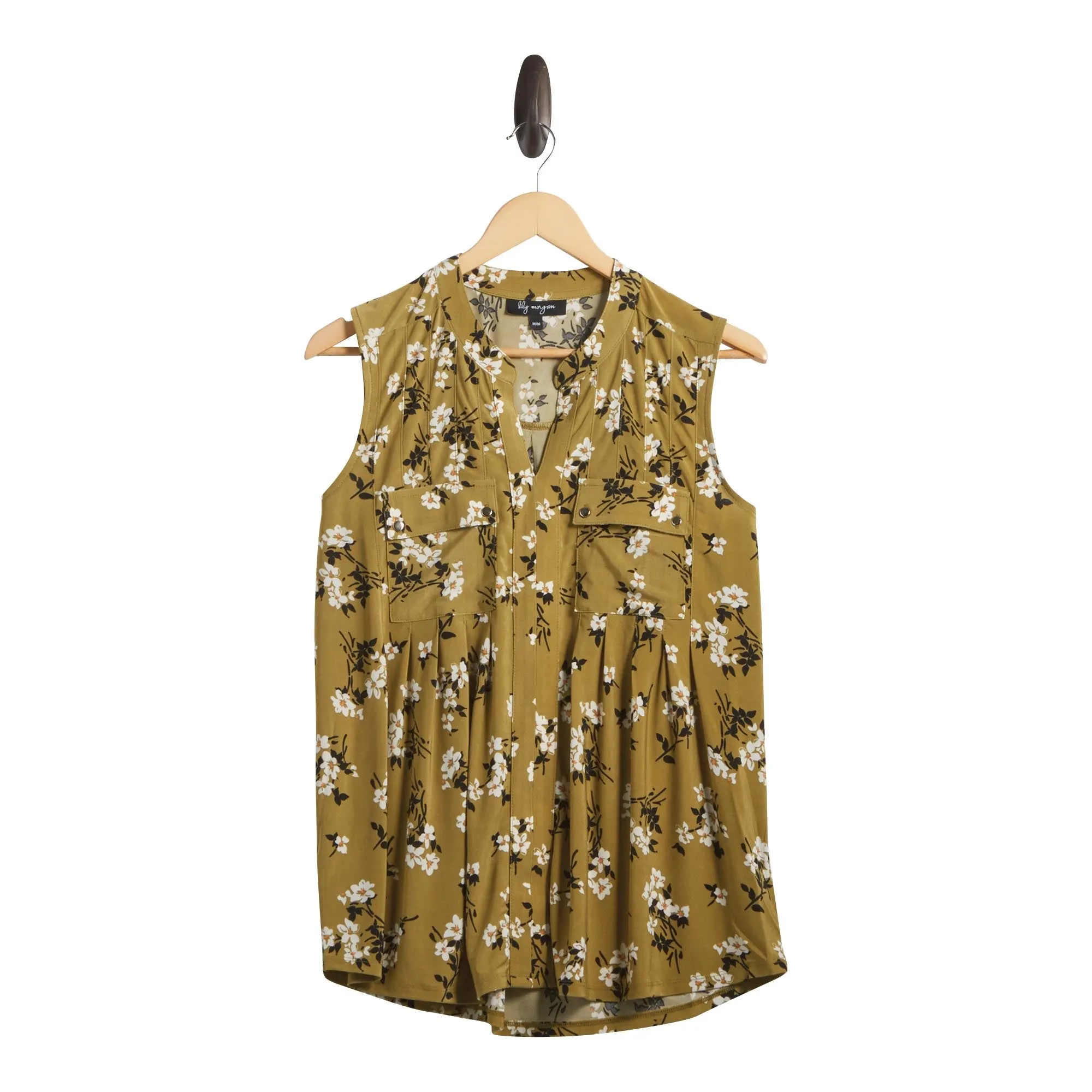 lily morgan Women's Sleeveless Printed Pintuck Top with Dual Chest Pockets sold by Giant Tiger product image thumbnail 2
