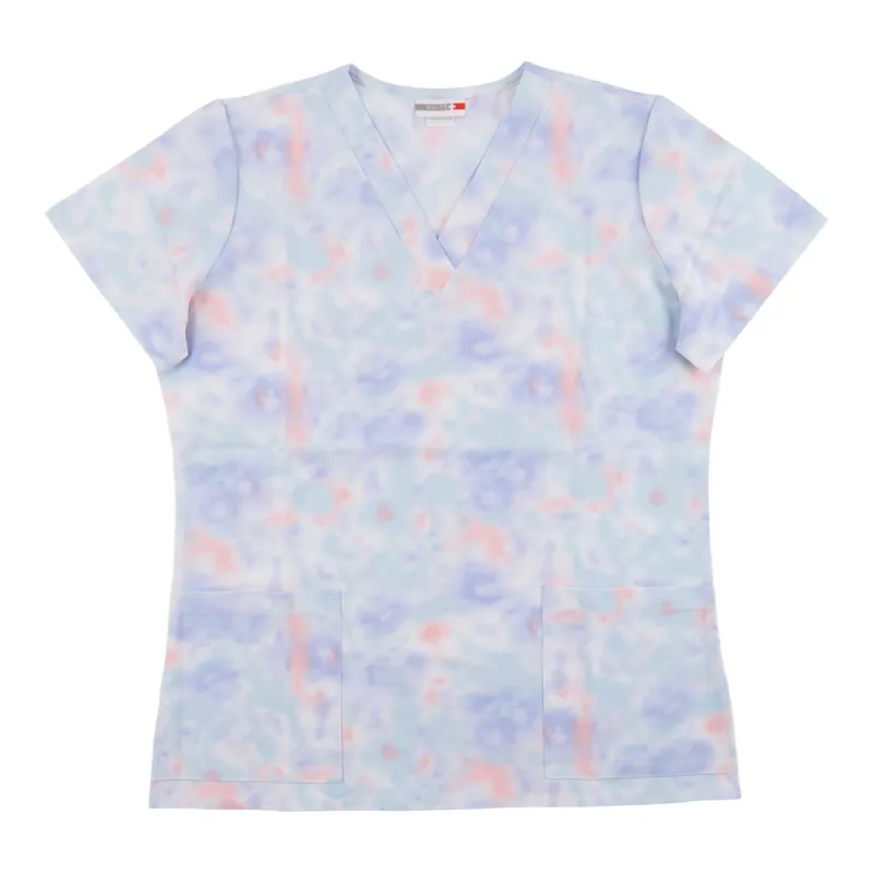 White Cross Women's Spring Time Tie Dye Scrub Top with Front Pockets sold by Giant Tiger
