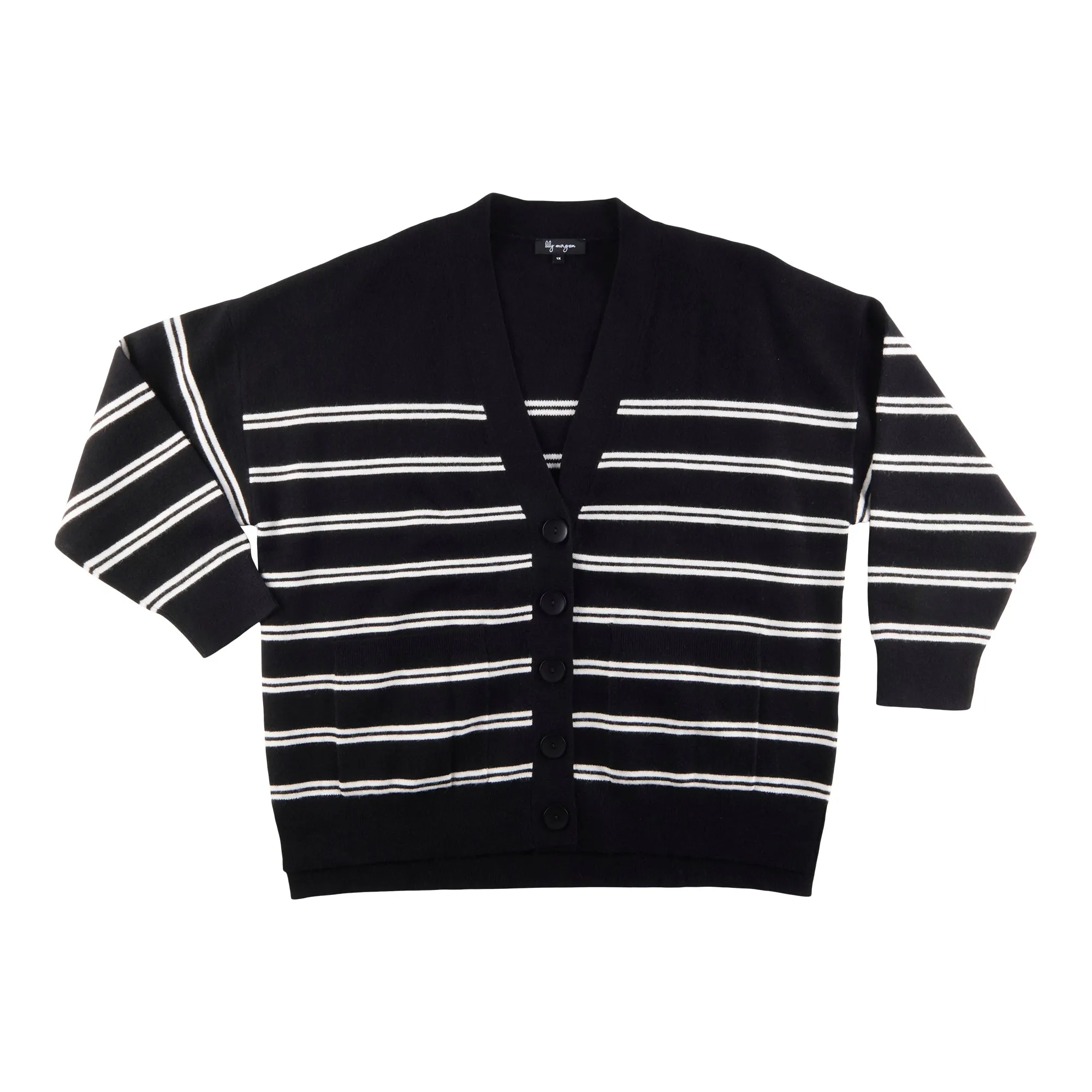 lily morgan Women's Plus City Chic Hi-Lo Striped Cardigan sold by Giant Tiger