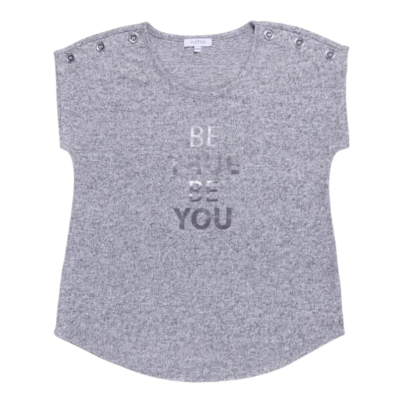 mySTYLE Women's Street Smart Screen Printed Snit Top sold by Giant Tiger