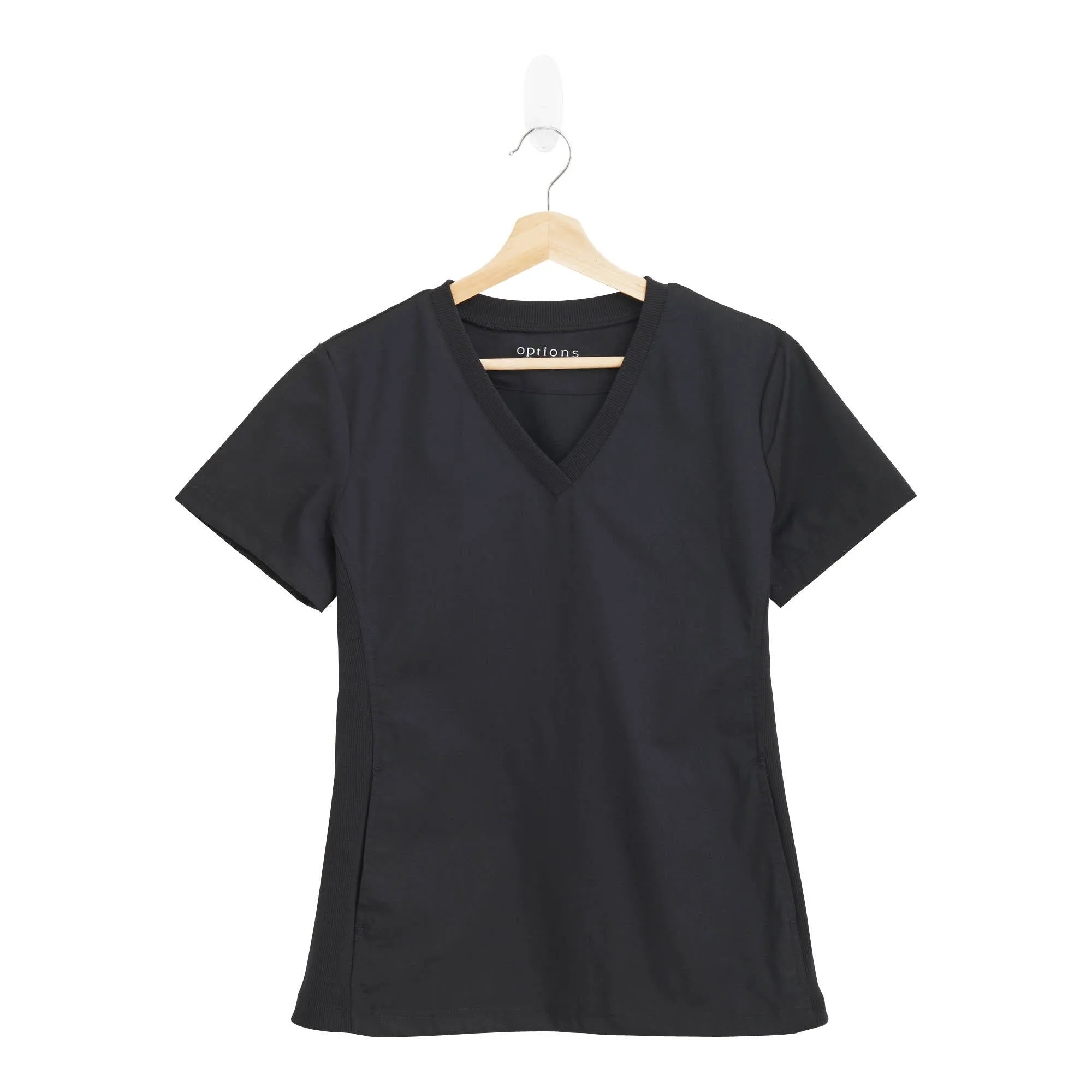 Options Women's Short Sleeve V-Neck Scrub Top with Front Pockets, Black sold by Giant Tiger