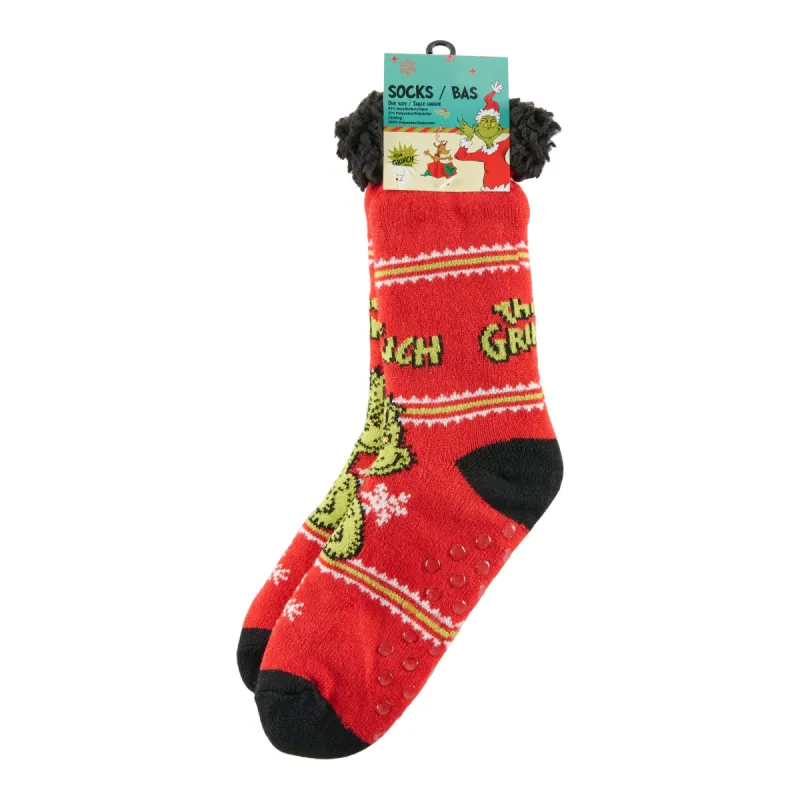 Women’s Grinch Holiday Sherpa Socks sold by Giant Tiger