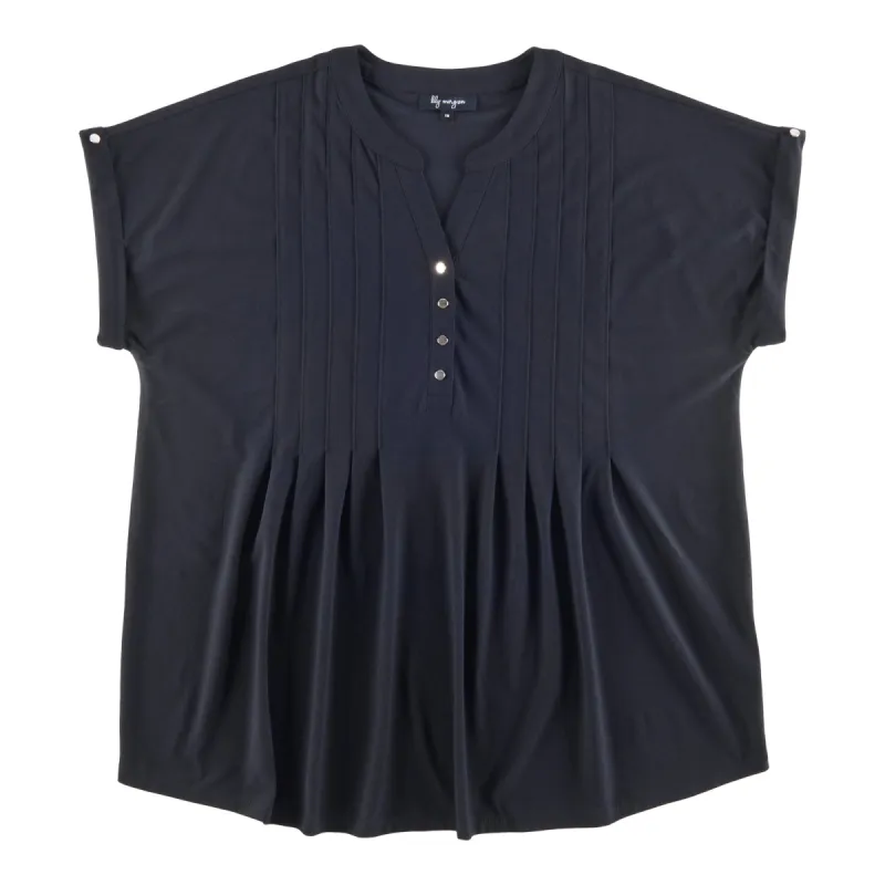 lily morgan Women's Plus Trendsetters Pintuck Solid Top sold by Giant Tiger