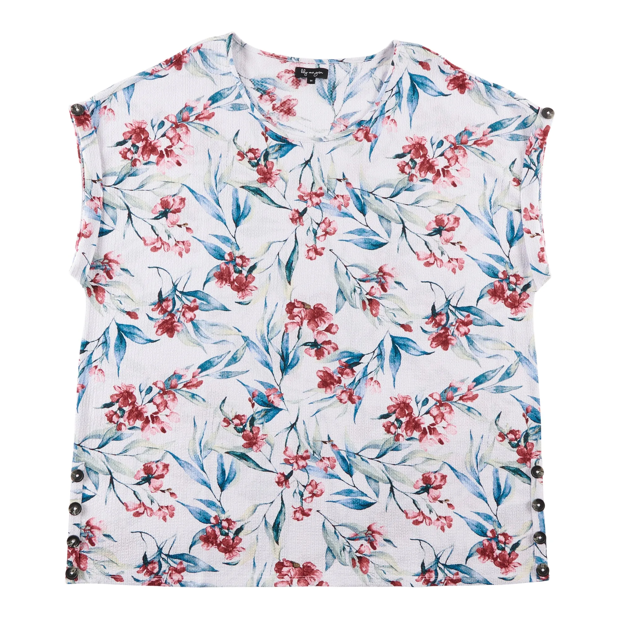 lily morgan Women's Plus Button Detail Printed Blouse sold by Giant Tiger