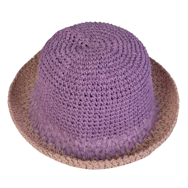 Crochet straw bucket hat with dual tone sold by Giant Tiger