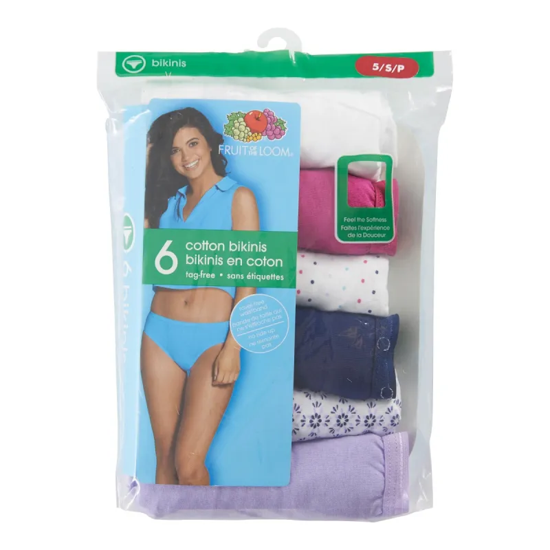 Fruit of Loom Women's Cotton Bikini 6pk. - 5-7 sold by Giant Tiger