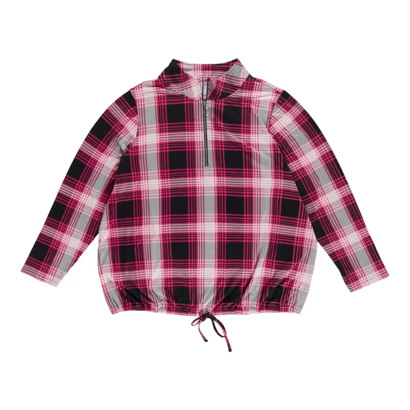 mySTYLE Women's Plus 1/4 Zip Plaid Top with Tie-Front sold by Giant Tiger