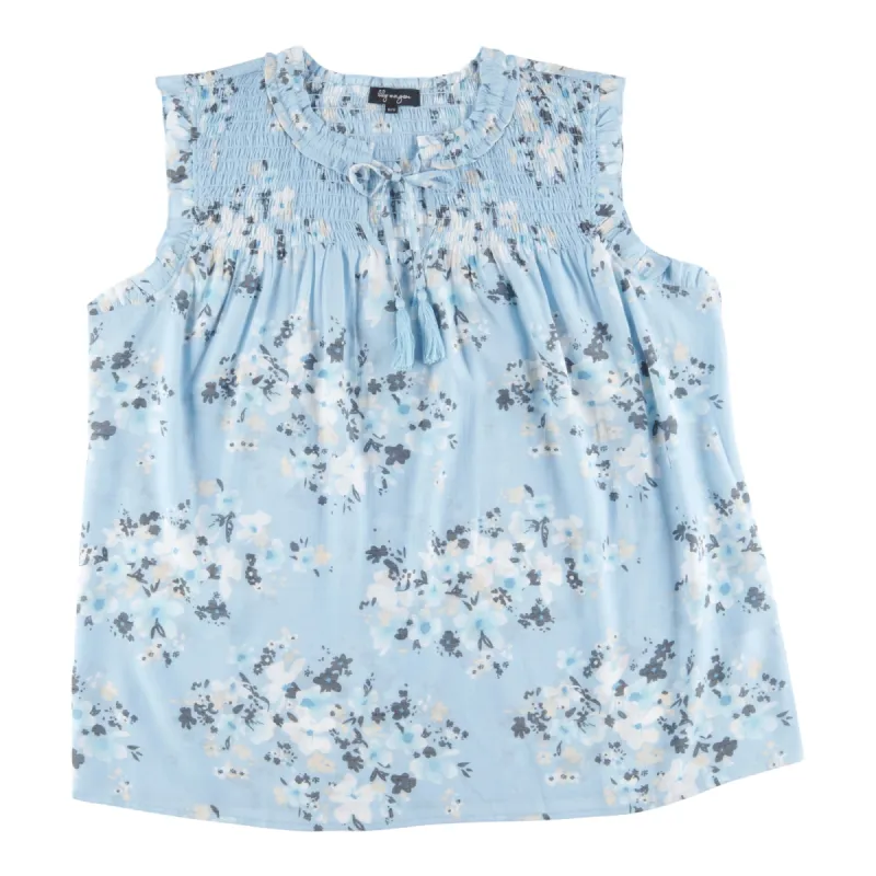 lily morgan Women's Plus Ocean Blues Smocked Front Blouse sold by Giant Tiger