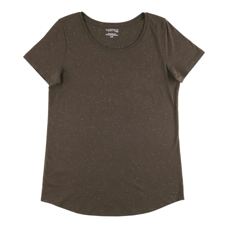 mySTYLE Women's Scoop Neck Relaxed Speckled T-Shirt sold by Giant Tiger