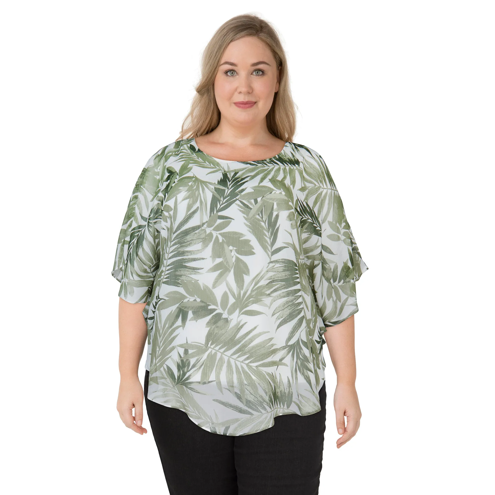 lily morgan Women's Plus Exotic Printed Overlay Blouse sold by Giant Tiger product image thumbnail 2