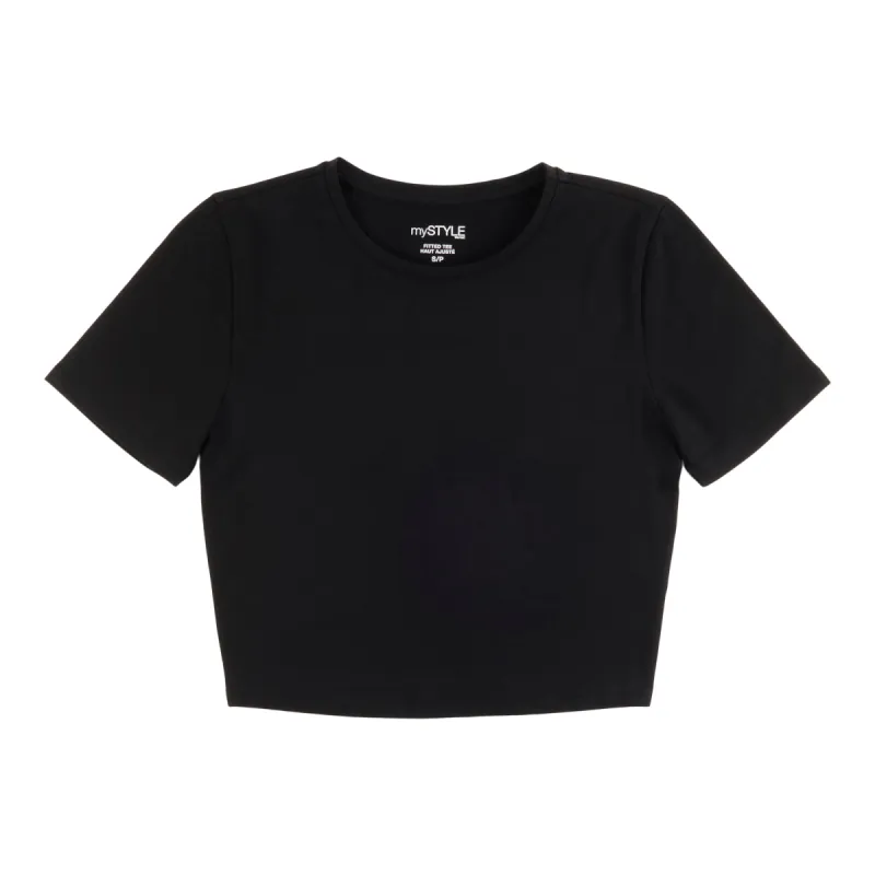 mySTYLE Women's Festival Solid Fitted Cropped T-Shirt sold by Giant Tiger