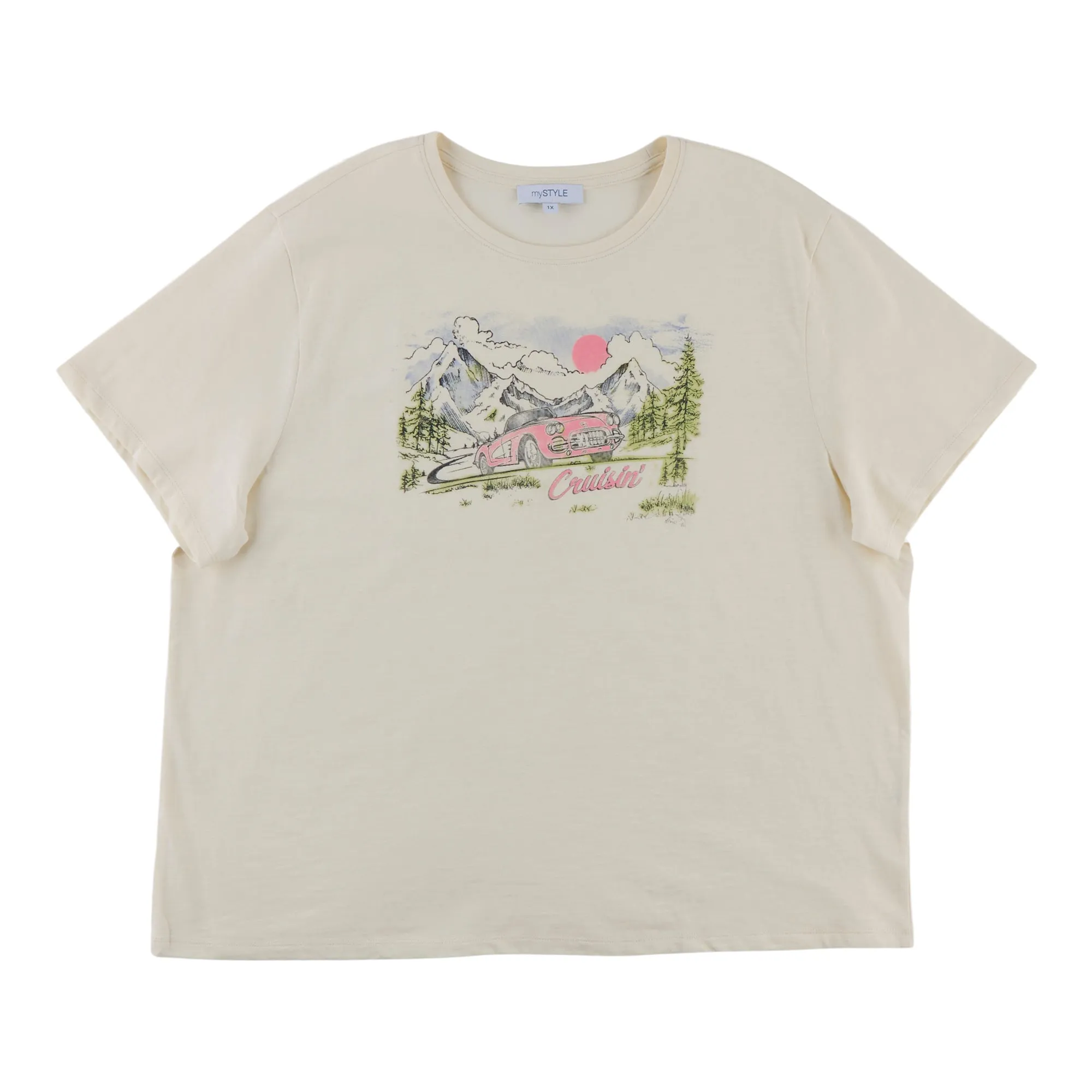 mySTYLE Women's Plus Festival Printed Slub T-Shirt sold by Giant Tiger