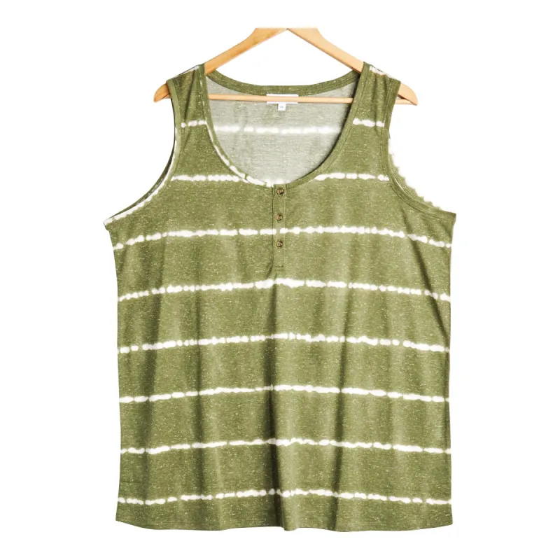 mySTYLE Women's Plus Striped Henley Tank Top sold by Giant Tiger