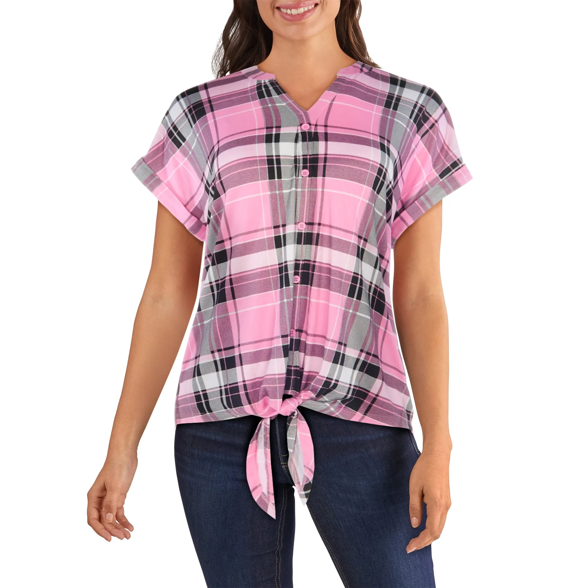 mySTYLE Women's Seaside Plaid Tie Front Top sold by Giant Tiger product image thumbnail 3