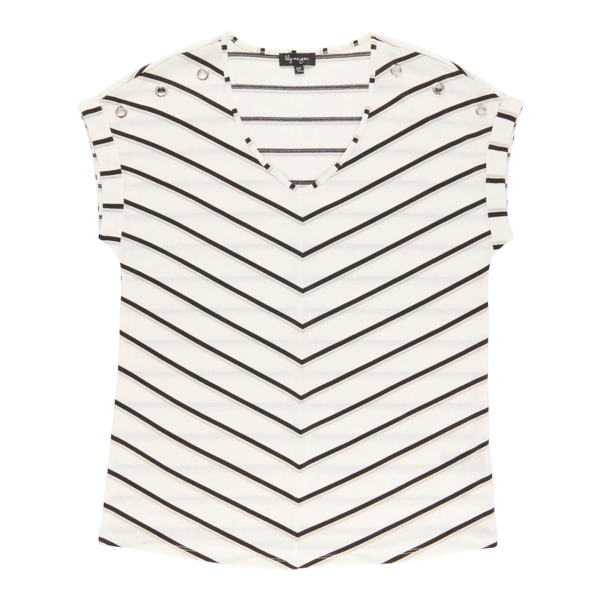 lily morgan Women's Printed V-Neck Grommet Detail Blouse sold by Giant Tiger