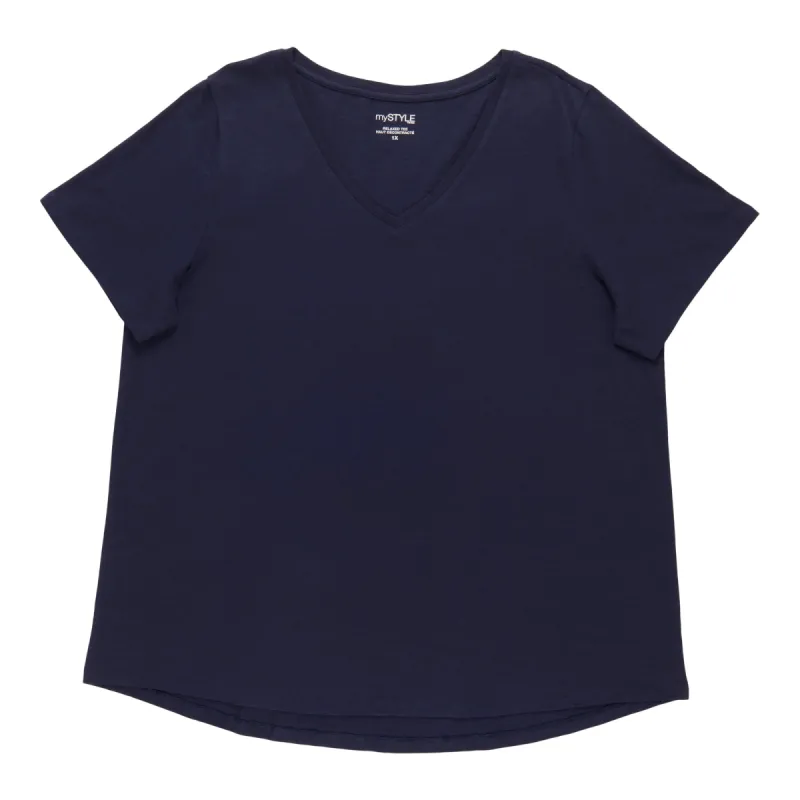 mySTYLE Women's Plus V-Neck T-Shirt sold by Giant Tiger