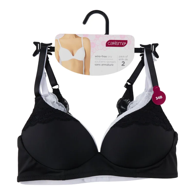 Carisma Women's Wire-Free Lace Bra, 2-Pack sold by Giant Tiger