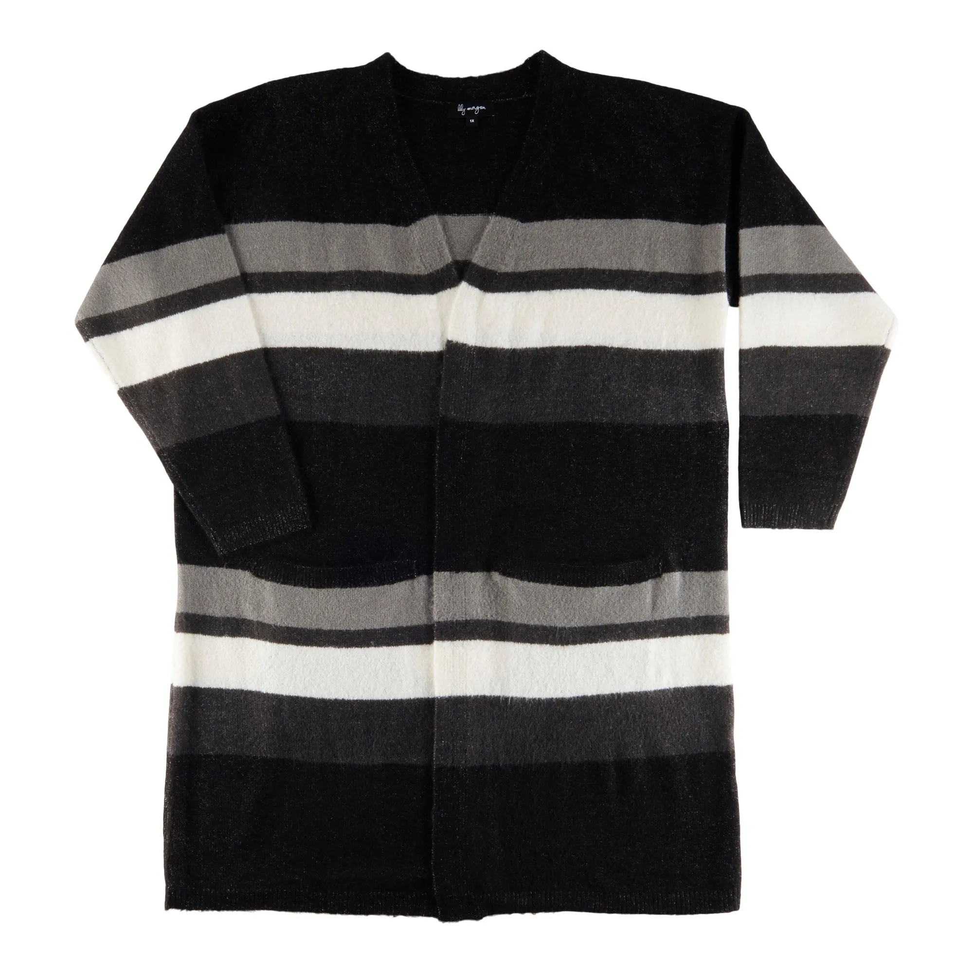 lily morgan Women's Plus Trendsetters Colour Block Cardigan sold by Giant Tiger