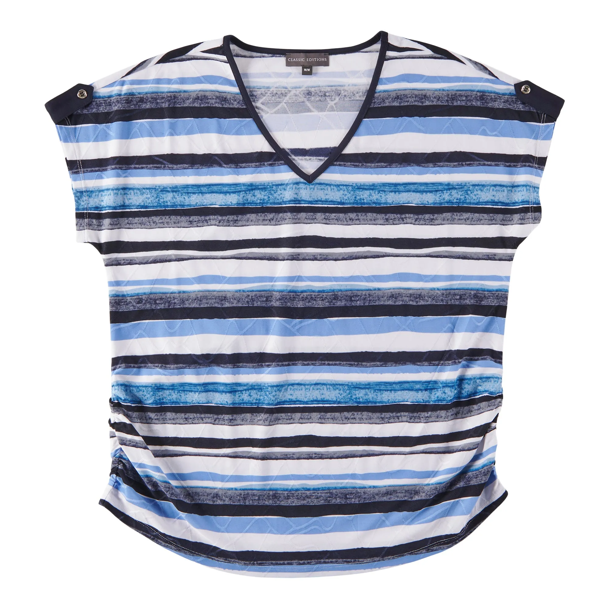 Classic Editions Women's Classic Style Striped Short Sleeve T-Shirt with Shoulder Strap sold by Giant Tiger