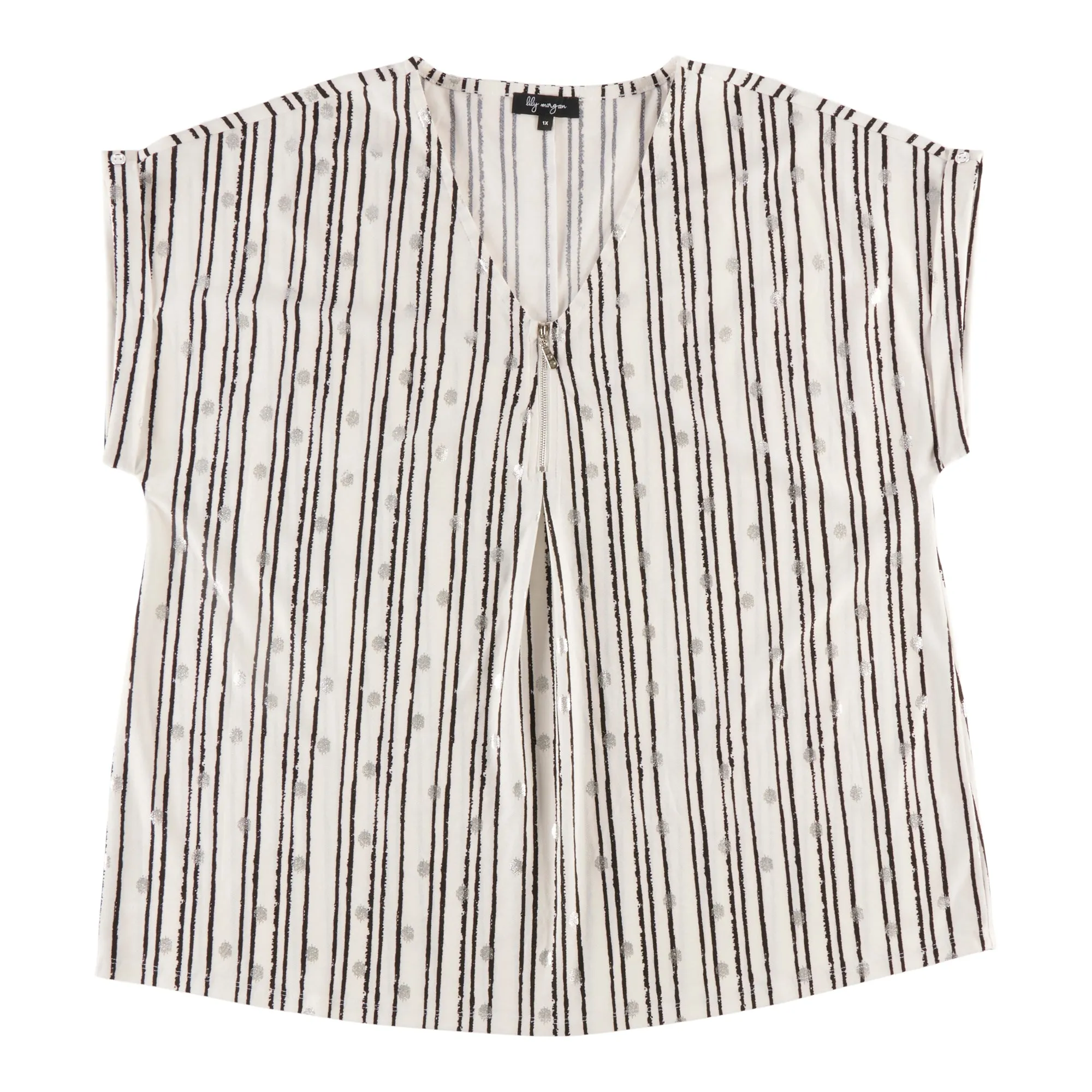 lily morgan Women's Plus Printed V-Neck Rolled-Cuff Blouse sold by Giant Tiger product image thumbnail 4