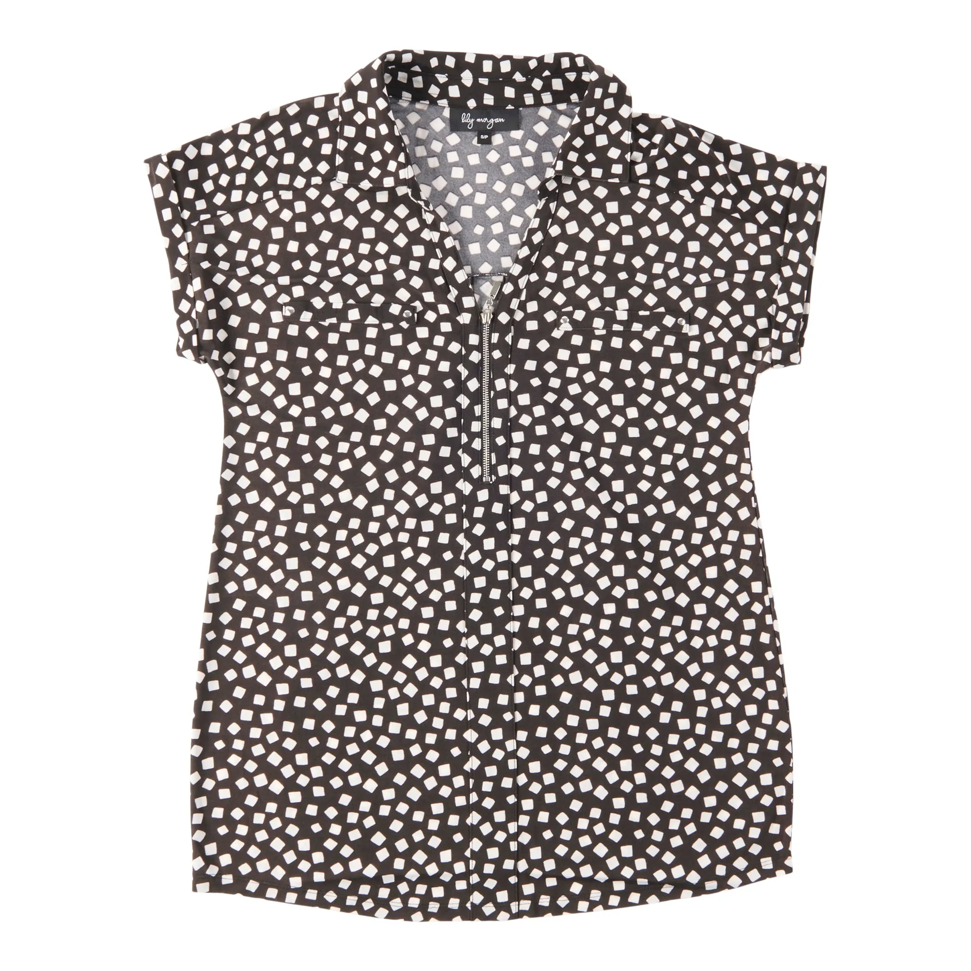 lily morgan Women's Spring Flair Printed Zip Front Top, Grey sold by Giant Tiger