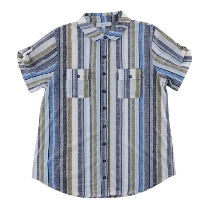 mySTYLE Women's Collared Cap Sleeve Blouse sold by Giant Tiger