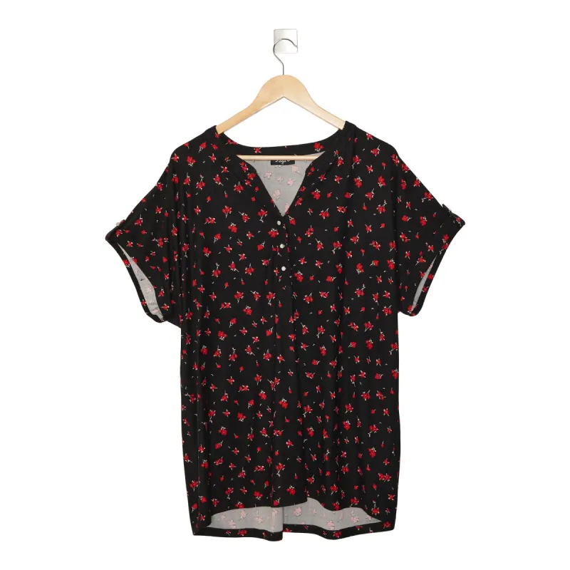 Women's Plus Printed Henley Top sold by Giant Tiger