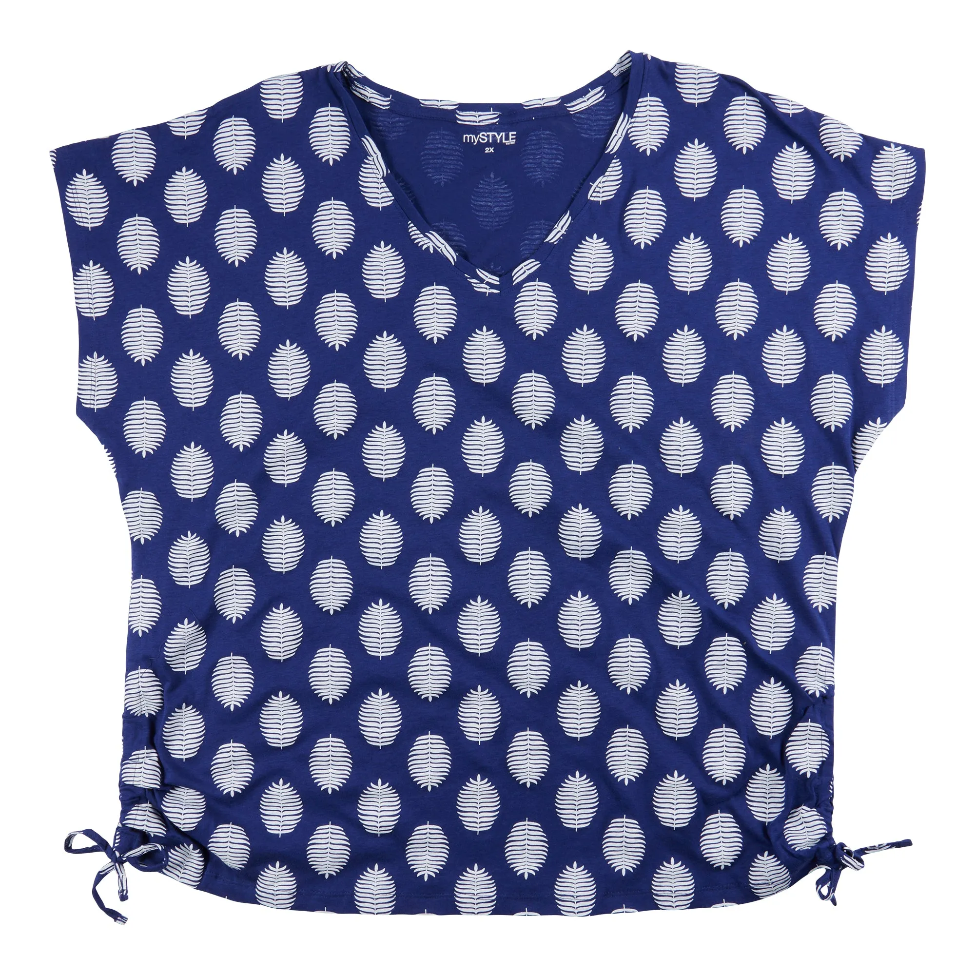 mySTYLE Women's Plus Summer Sizzle Printed V-Neck Side Tie T-Shirt sold by Giant Tiger