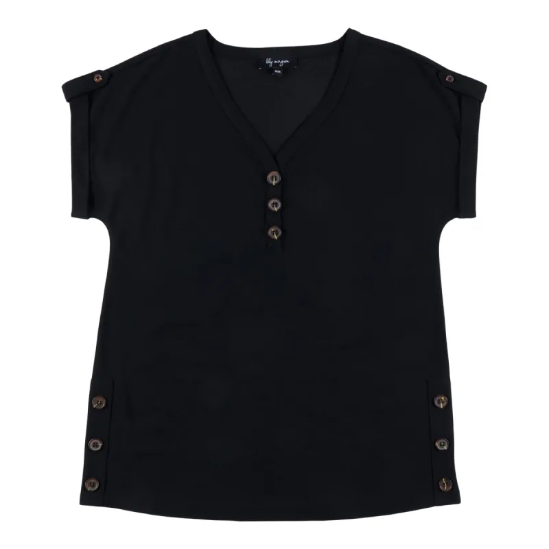 lily morgan Women's Tropical Button Detail Top sold by Giant Tiger