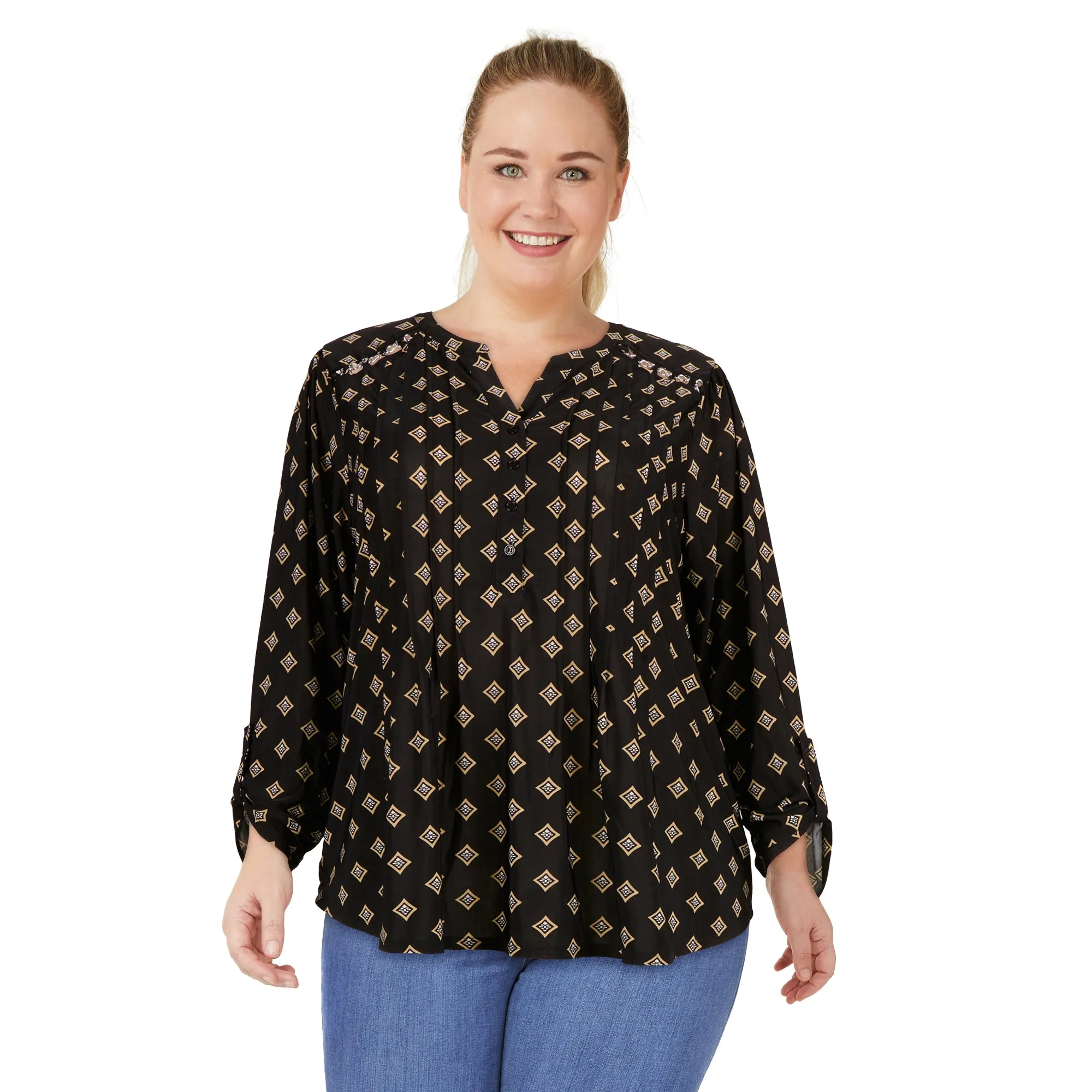 lily morgan Women's Plus Shoulder Silver Chain Top sold by Giant Tiger