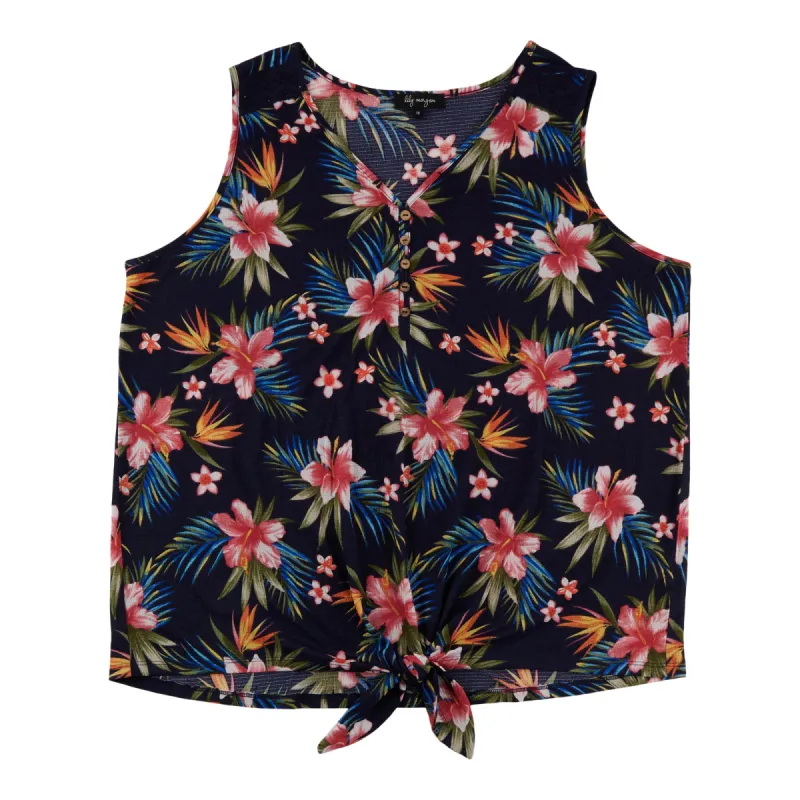 lily morgan Women's Plus Printed V-Neck Tie-Front Camisole sold by Giant Tiger