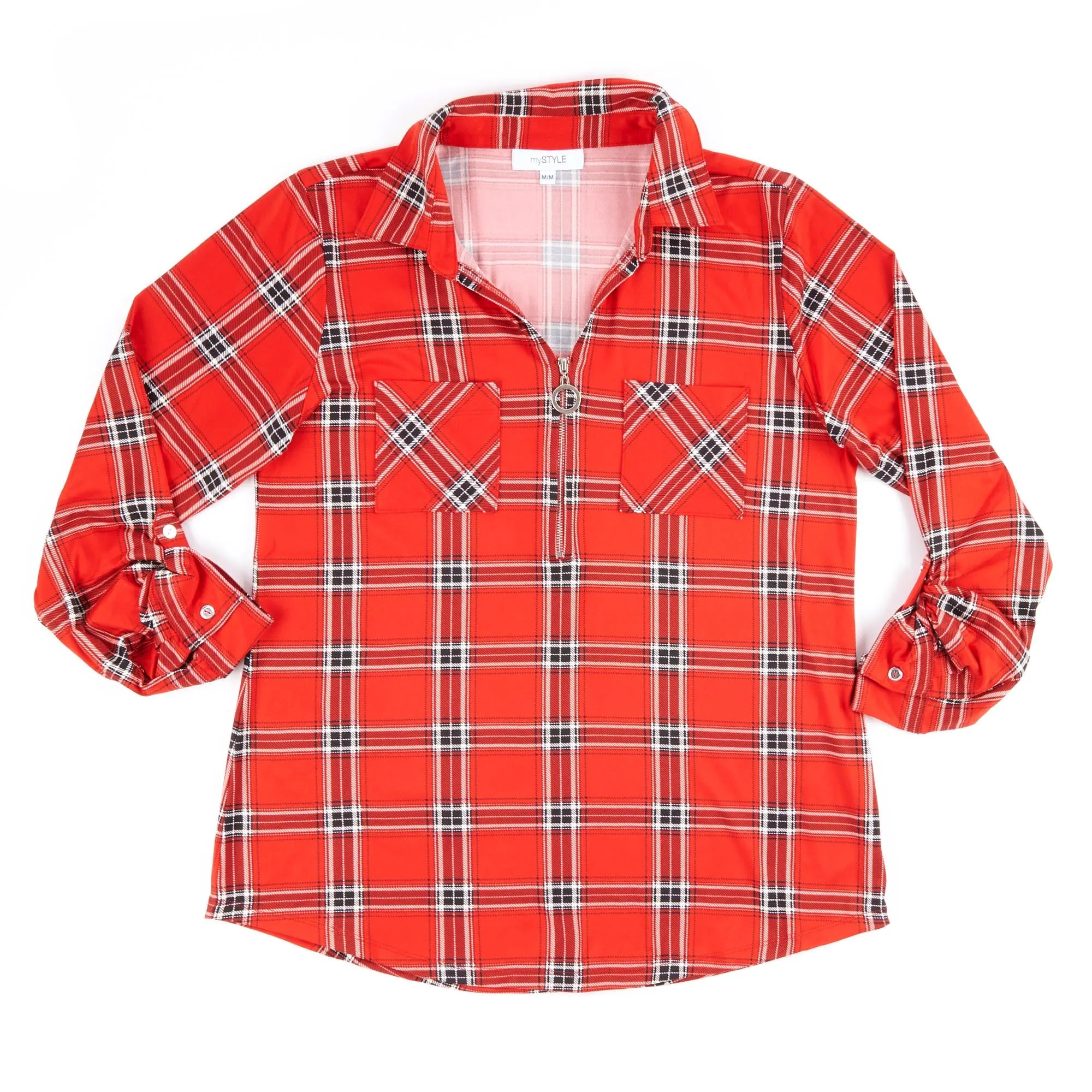 mySTYLE Women's Plaid Top with Roll-Up Sleeves sold by Giant Tiger product image thumbnail 4