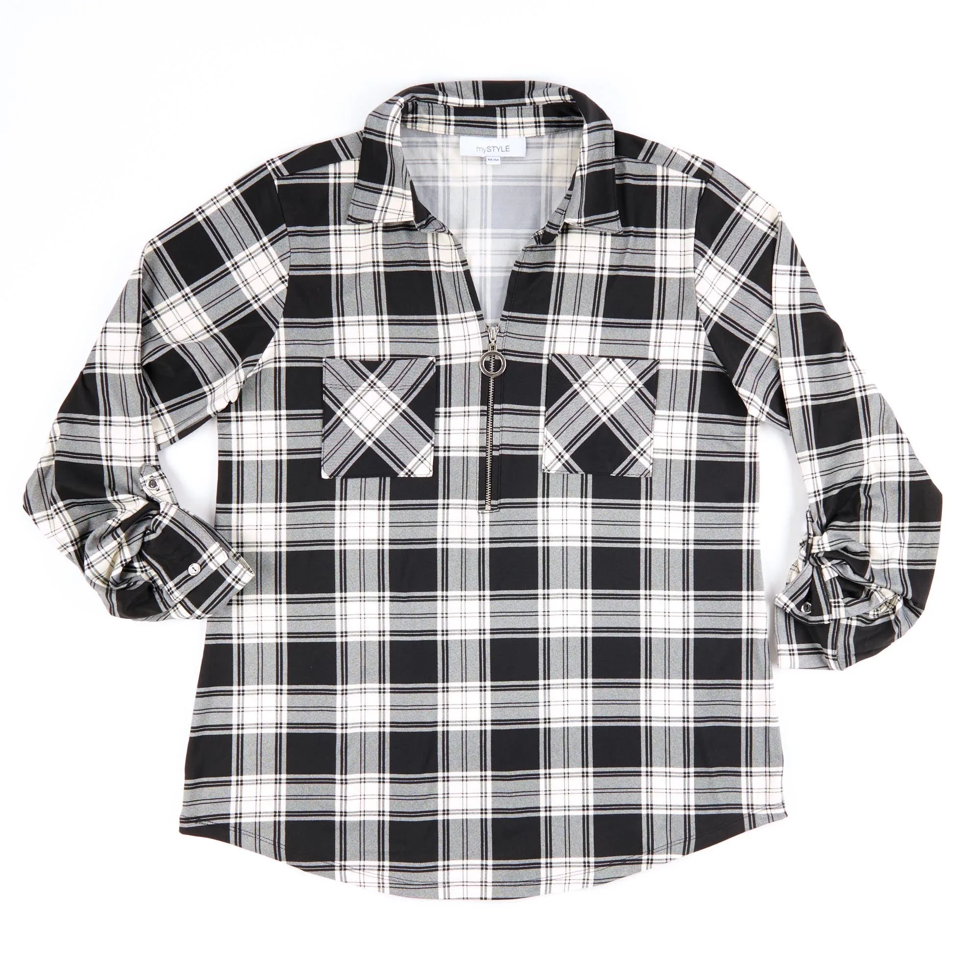 mySTYLE Women's Plaid Top with Roll-Up Sleeves sold by Giant Tiger product image thumbnail 5