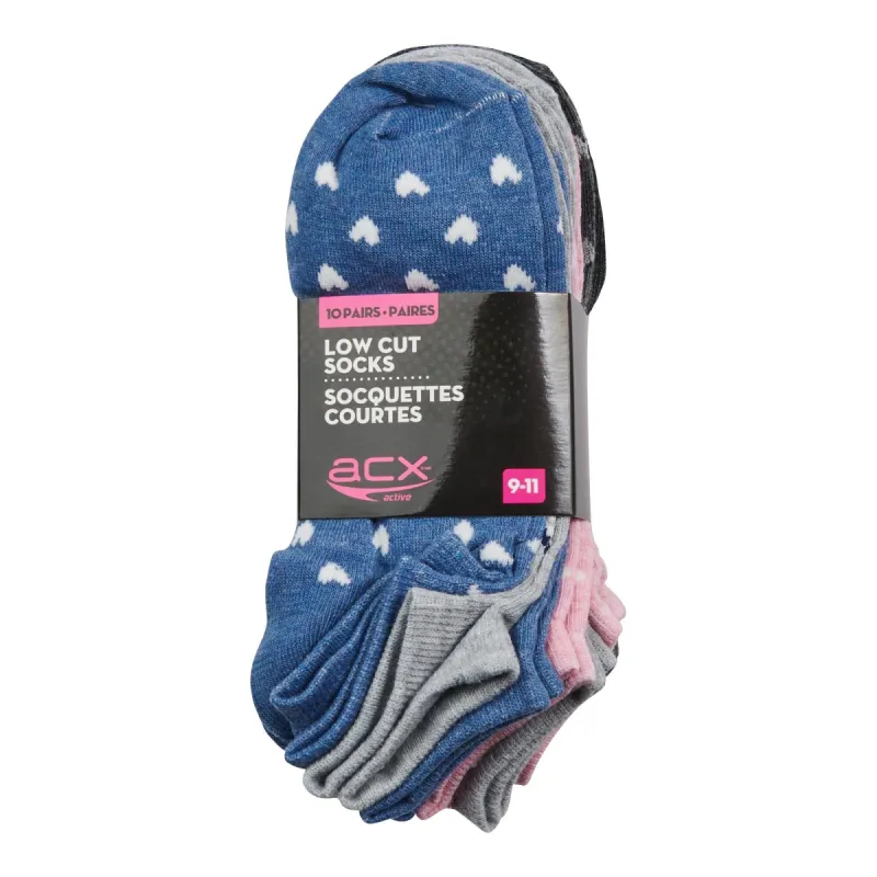ACX Active Pink Women's Low-Cut Silhouette Socks, 9 to 11, 10-Pack sold by Giant Tiger