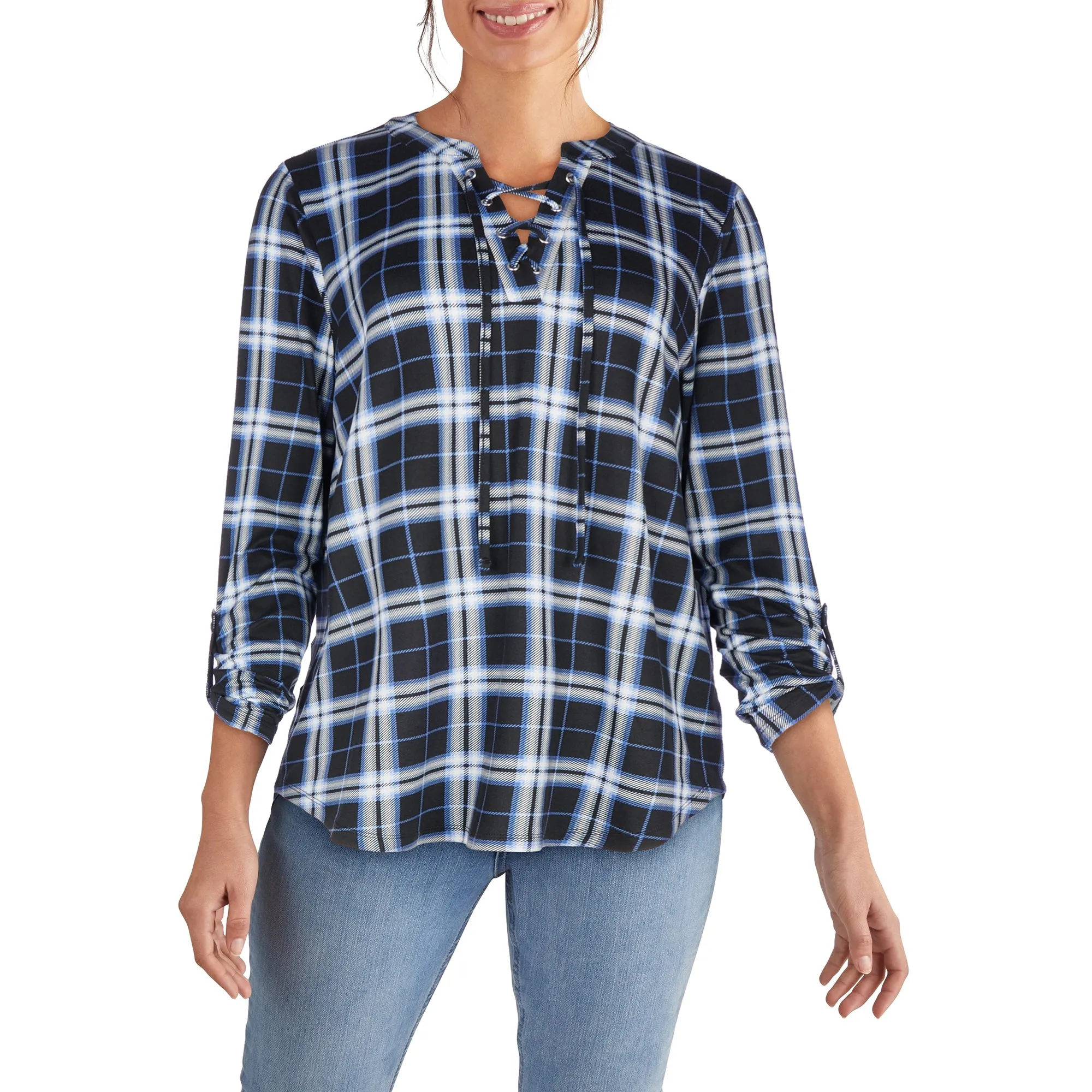 mySTYLE Women's V-Neck Lace-Up Blouse sold by Giant Tiger