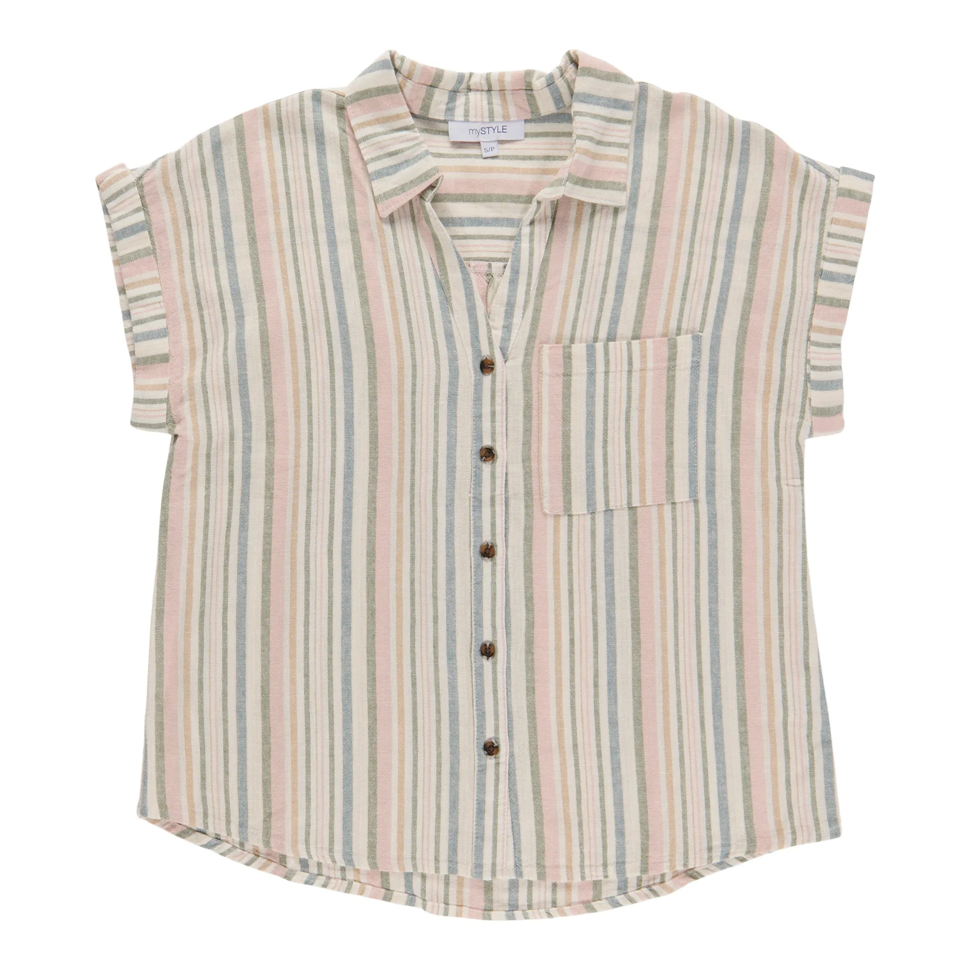 mySTYLE Women's Festival Linen Blend Striped Shirt sold by Giant Tiger