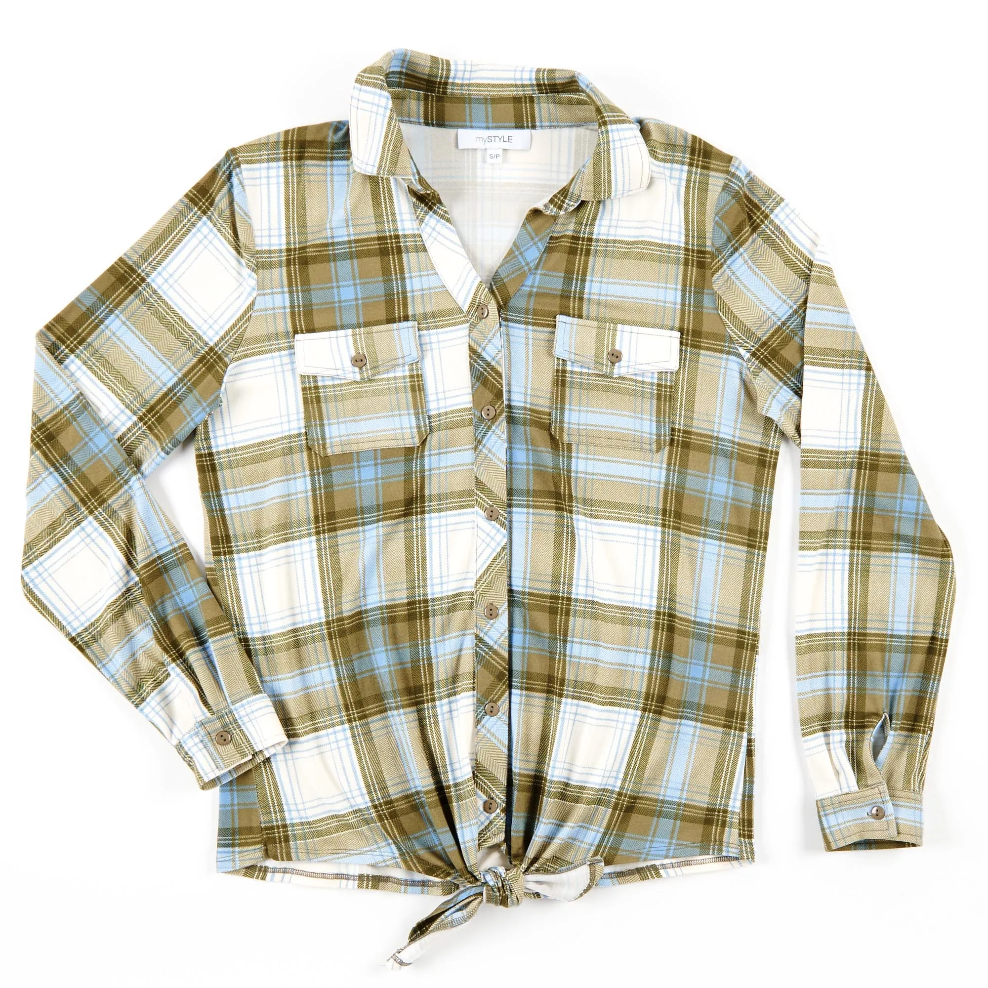 mySTYLE Women's Front Tie Plaid Shirt sold by Giant Tiger