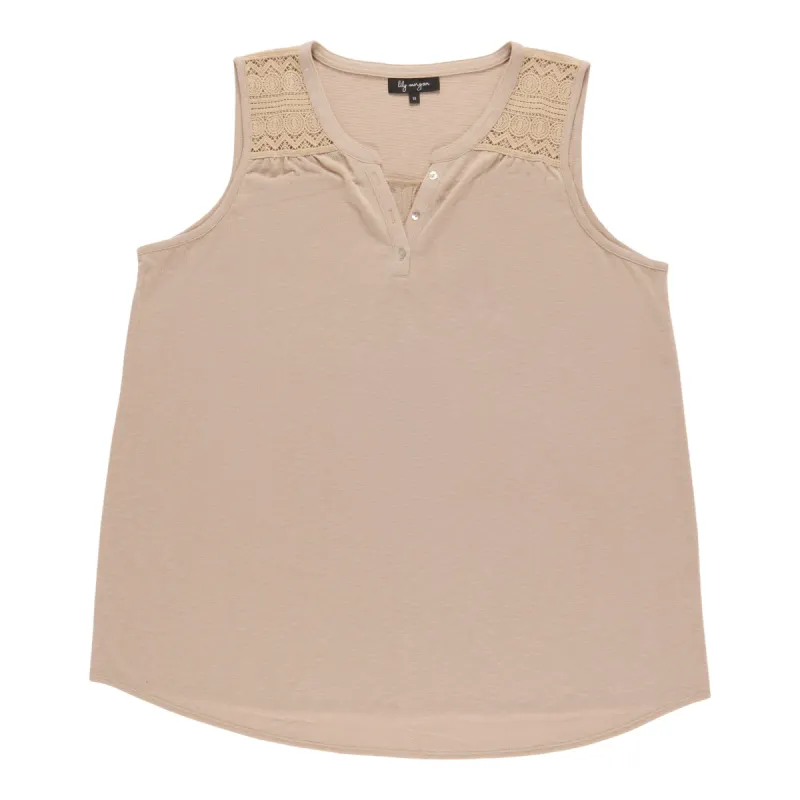 lily morgan Women's Plus Tank Top with Crochet Detail sold by Giant Tiger