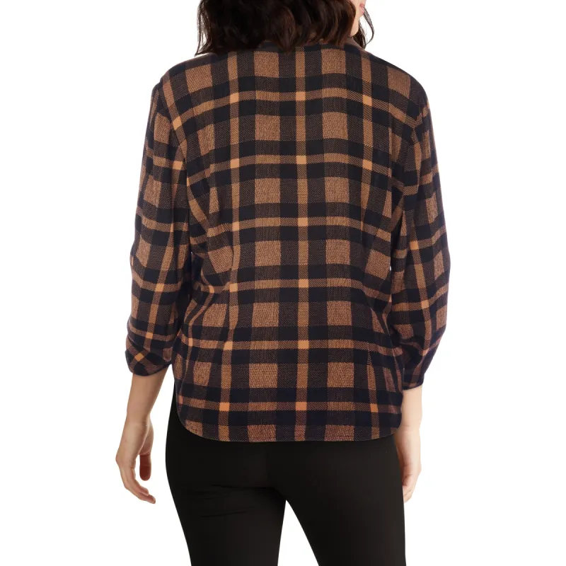 lily morgan Women's Trendsetters Plaid Shirt with Ruched Front sold by Giant Tiger